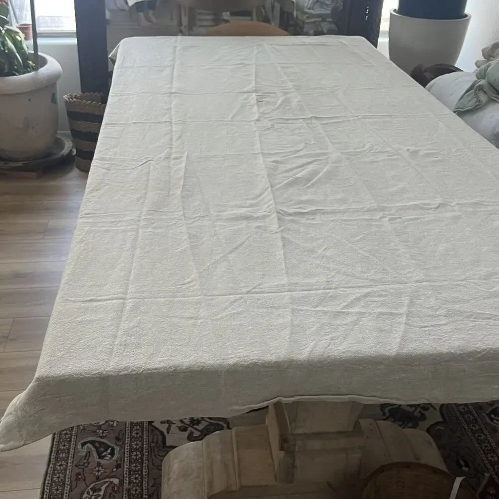 Home Curtains Set of 2 Beige Linen Blend 52.5